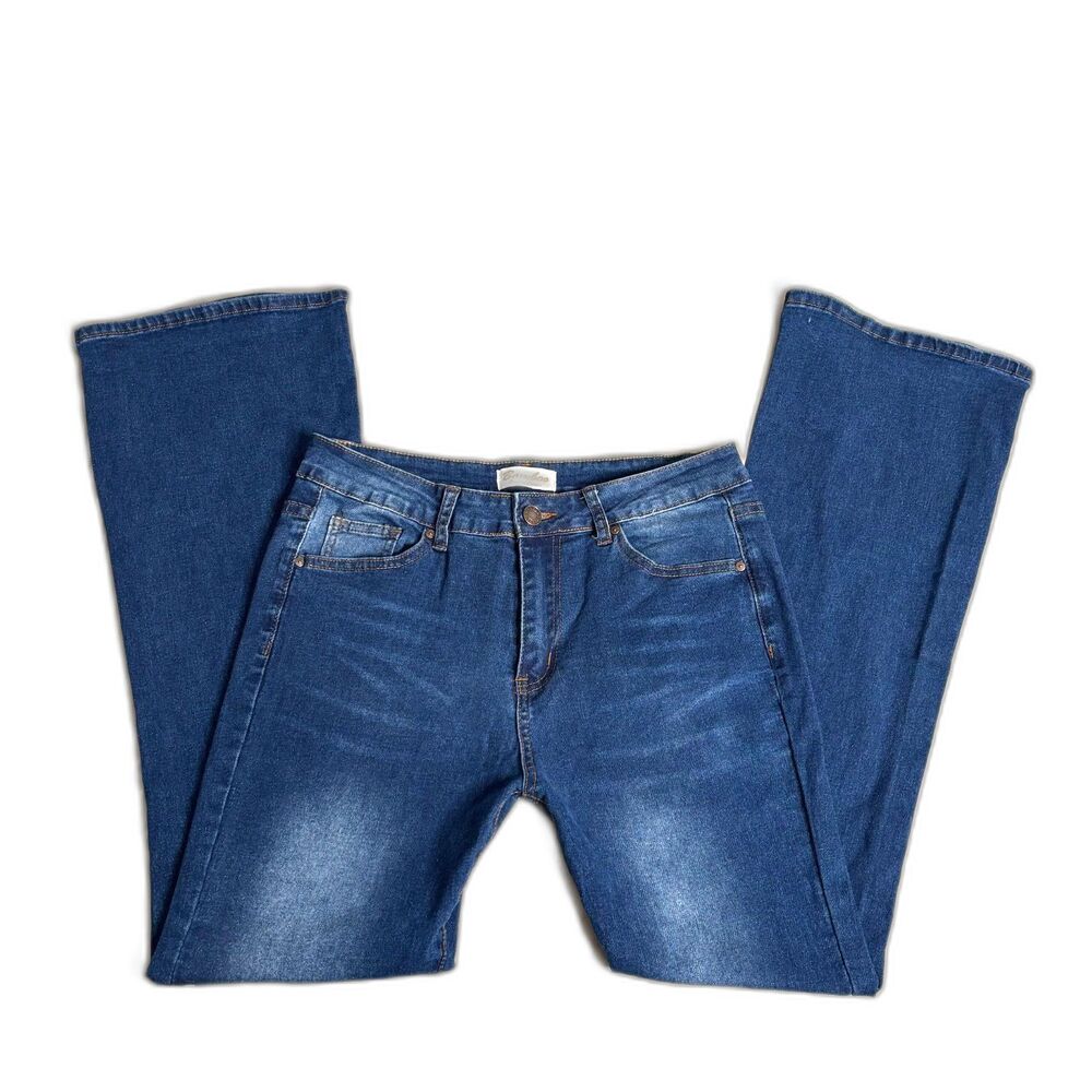 Fashion Nova High Waist Flare Leg Jeans Dark Wash Size 13 Indie Y2K